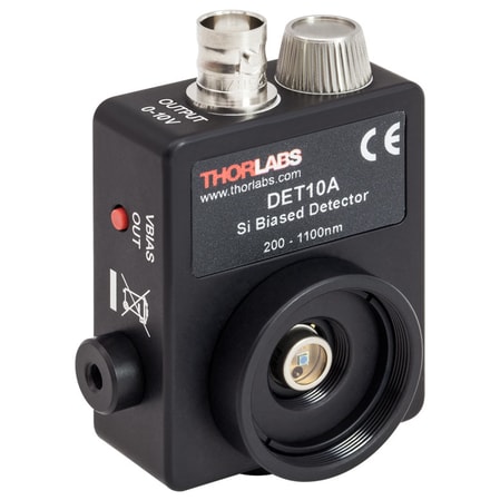 Thorlabs · DET10A Siディテクタ、立ち上がり時間1 ns、200～1100 nm、0.8 mm2、#8-32タップ穴(インチ規格)