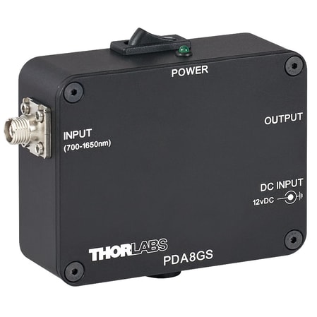 Thorlabs · PDA8GS InGaAs増幅ディテクタ、固定利得、750～1650 nm、DC～9.5 GHz、電源付属(インチ規格)