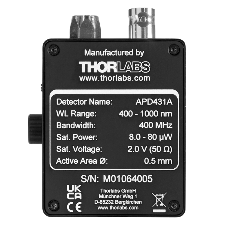 Thorlabs · 硅雪崩光电探测器，光纤耦合型