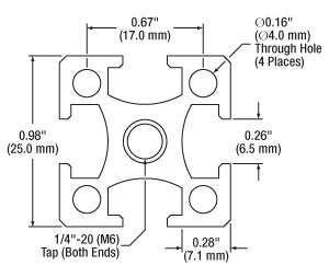 Square Construction Rails Thorlabs · 25 mm Optical Construction Rails