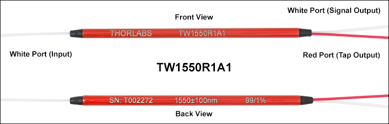 Thorlabs · 1550 nm 1x2 Single Mode Fused Fiber Optic Couplers / Taps