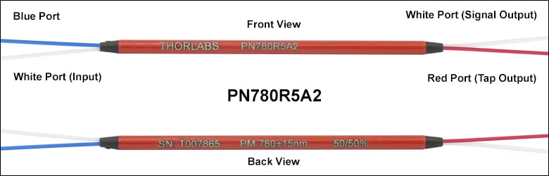 ハーフカプラ ② Thorlabs · 2x2偏波保持ファイバーカプラー(タップ)、780 nm