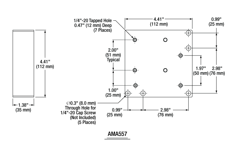Thorlabs · Height and Cross-Platform Adapters for 3-Axis and 4