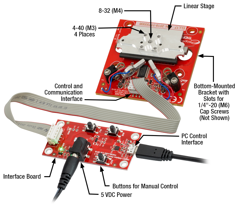 28 mm Linear Translation Stage with Resonant Piezoelectric Motors