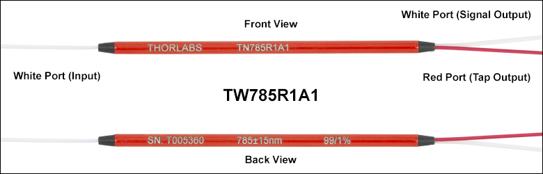 Thorlabs · 785 nm 1x2 Single Mode Fused Fiber Optic Couplers / Taps